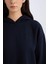 Relax Fit Kapüşonlu Basic Düz Sweatshirt 14