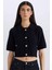 Cropped Fit Gömlek Yaka Düğmeli Triko Kısa Kollu Hırka E1977AX24WN 7