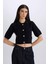 Cropped Fit Gömlek Yaka Düğmeli Triko Kısa Kollu Hırka E1977AX24WN 10