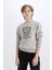 Erkek Çocuk Bisiklet Yaka Baskılı İçi Yumuşak Tüylü Sweatshirt D6223A824CW 12