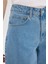 Yüksek Bel Jean Bermuda Şort E0709AX25SM 10