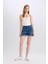 Mom Fit Yüksek Bel Katlamalı Paça Jean Şort 8
