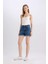 Mom Fit Yüksek Bel Katlamalı Paça Jean Şort 9