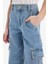 Kız Çocuk Wide Leg Kargo Geniş Bol Paça Jean Pantolon 13