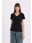 Slim Fit Dar Kesim V Yaka Basic Düz Ribana Kısa Kollu Tişört I1080AZ25SP 9
