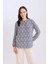 Regular Fit Bağcıklı Yaka Desenli Uzun Kollu Bluz N1809AZ25SP 7