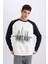 Oversize Geniş Kalıp Bisiklet Yaka Baskılı Sweatshirt D6997AX25SP 9