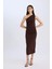 Bodycon Vücudu Saran Basic Düz Tek Omuzlu Midi Elbise E2469AX24WN 11