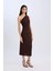 Bodycon Vücudu Saran Basic Düz Tek Omuzlu Midi Elbise E2469AX24WN 13