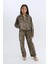 Kız Çocuk Leopar Desenli 90's Wide Leg Düz Paça Gabardin Pantolon E2778A824WN 8