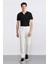 %100 Pamuk Keten Görünümlü Pantolon Beli Lastikli Slim Fit Dar Kesim Cepli Düz Paça D2671AX25SM 9