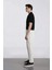 %100 Pamuk Keten Görünümlü Pantolon Beli Lastikli Slim Fit Dar Kesim Cepli Düz Paça D2671AX25SM 12
