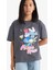 Kız Çocuk Disney Mickey & Minnie Oversize Geniş Kalıp Bisiklet Yaka Kısa Kollu Tişört E2617A825SM 6