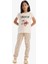 Kız Çocuk Pijama Takımı Baskılı Kısa Kollu Üst Desenli Alt E2222A825SP 8