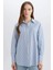 Relax Fit Çizgili Oxford Basic Düz Uzun Kollu Gömlek Tunik D4772AX25SP 6