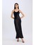 Slim Fit Dar Kesim Viskon Askılı Maxi Siyah Abiye Elbise E2977AX24WN 6