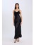 Slim Fit Dar Kesim Viskon Askılı Maxi Siyah Abiye Elbise E2977AX24WN 7