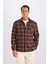Regular Fit Polo Yaka Kareli Flanel Uzun Kollu Gömlek E2763AX24WN 15