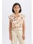 Kız Çocuk Crop Desenli Pamuklu Kısa Kollu Gömlek D9144A825SM 7