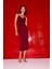 Bodycon Vücudu Saran Degaje Yaka Askılı Maxi Bordo Elbise E1902AX24WN 6