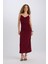 Bodycon Vücudu Saran Degaje Yaka Askılı Maxi Bordo Elbise E1902AX24WN 8