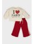 Kız Bebek 2'li Takım Baskılı Sweatshirt Beli Lastikli Eşofman Altı E2214A524WN 6