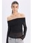 Slim Fit Dar Kesim Omzu Açık Tül Uzun Kollu Tişört E2368AX24WN 13
