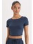 Fit Crop Bisiklet Yaka Sporcu Kısa Kollu Tişört E2663AX25SM 11