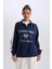 Fit Oversize Geniş Kalıp Polo Yaka Baskılı Sporcu Sweatshirt D7131AX25SP 15