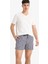 Çizgili File Astarlı Kısa Boy Deniz Şortu E0950AX25HS 11