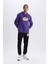 Fit NBA Los Angeles Lakers Standart Fit Kapüşonlu Baskılı Kalın Sweatshirt D8512AX24AU 12