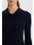 Fitted Polo Yaka Basic Düz Yırtmaçlı Uzun Kollu Triko Elbise E3230AX24WN 9