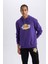 Fit NBA Los Angeles Lakers Standart Fit Kapüşonlu Baskılı Kalın Sweatshirt D8512AX24AU 15