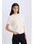 Regular Fit Bisiklet Yaka Basic Düz Triko Kısa Kollu Tişört Kazak E3214AX24WN 6