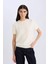 Regular Fit Bisiklet Yaka Basic Düz Triko Kısa Kollu Tişört Kazak E3214AX24WN 7