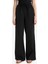 Wide Leg Çift Cepli Beli Lastikli Standart Boy Keten Karışımlı Siyah Pantolon E1981AX25SM 10
