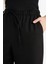 Wide Leg Çift Cepli Beli Lastikli Standart Boy Keten Karışımlı Siyah Pantolon E1981AX25SM 11
