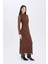 Bodycon Vücudu Saran Yarım Balıkçı Yaka Tül Uzun Kollu Maxi Elbise E3548AX24WN 8