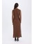Bodycon Vücudu Saran Yarım Balıkçı Yaka Tül Uzun Kollu Maxi Elbise E3548AX24WN 10