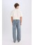 %100 Pamuk Baggy Fit Geniş Kalıp Normal Bel Geniş Paça Jean Yıkamalı Pantolon B3926AX25SP 16