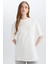 Relax Fit Bisiklet Yaka Basic Düz Kısa Kollu Nakışlı Tesettür Tişört Tunik E1948AX25SP 14