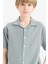 Erkek Çocuk Oversize Geniş Kalıp Polo Yaka Müslin Kısa Kollu Gömlek W3239A625HS 8