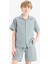 Erkek Çocuk Oversize Geniş Kalıp Polo Yaka Müslin Kısa Kollu Gömlek W3239A625HS 10