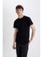 Long Muscle Fit Bisiklet Yaka Basic Düz Kısa Kollu Siyah Tişört N2104AZ25SP 11