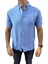 Erkek Mavi Dokulu Kısa Kollu Gömlek 2