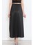 Zarif ve Modern Pileli Parlak Krep Gizli Lastikli Siyah Etek ( Lisinya ) 3