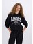 Loose Fit Kapüşonlu Baskılı Kalın Sweatshirt E3330AXNS 7