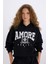 Loose Fit Kapüşonlu Baskılı Kalın Sweatshirt E3330AXNS 10