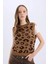 Coool Bisiklet Yaka Leopar Desenli Triko Süveter E4461AX25SP 13