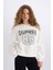 Loose Fit Bisiklet Yaka Baskılı Kalın Sweatshirt E3388AXNS 10